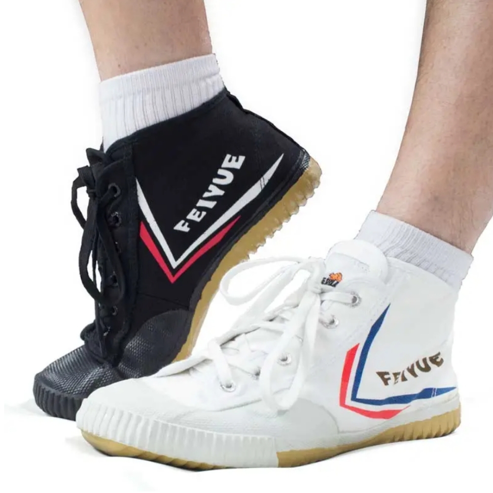 Feiyue Black High-Top Sneakers with Red and White Accents